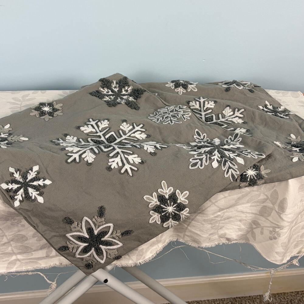 Grey and white snowflake throw Pillow covers 16 Inch winter seasonal Christmas